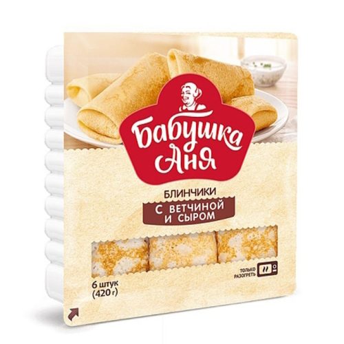 Блинчики Бабушка Аня с ветчиной и сыром, 420 г