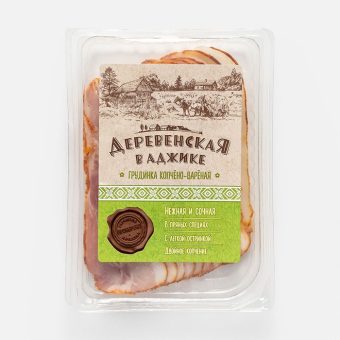Грудинка Деревенская в аджике, нарезка, копчёно-варёная, 150 г