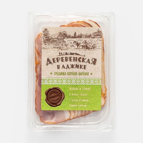 Грудинка Деревенская в аджике, нарезка, копчёно-варёная, 150 г