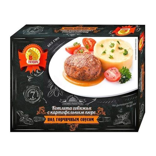 Котлета Корона Говяжья с картофельным пюре под горчичным соусом, 300 г