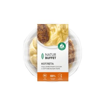 Котлета Натур Буфет под сливочным соусом с картофельным пюре, 250 г