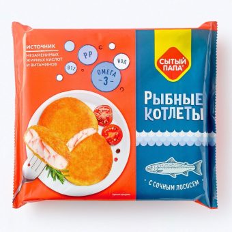 Котлеты рыбные Сытый папа лососевые, 300 г