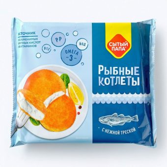Котлеты рыбные Сытый папа тресковые, 300 г