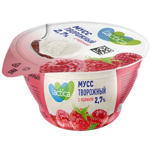 Творог мусс с малиной 2.7%, 115 г
