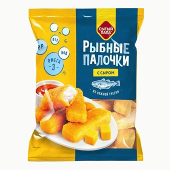Палочки рыбные Сытый папа тресковые с сыром, 375 г