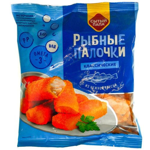 Палочки рыбные Сытый папа тресковые, 375 г