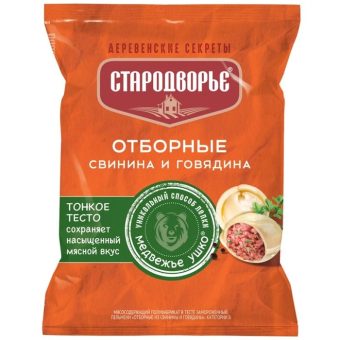 Пельмени Медвежье ушко Отборные с говядиной и свининой, 430 г