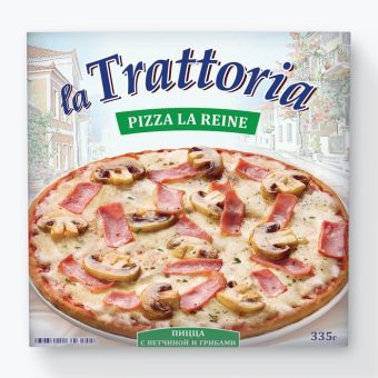Пицца La Trattoria с ветчиной и грибами, 335 г