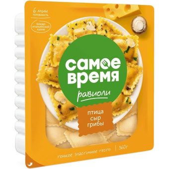 Равиоли Самое время с филе птицы, сыром и грибами, 360 г