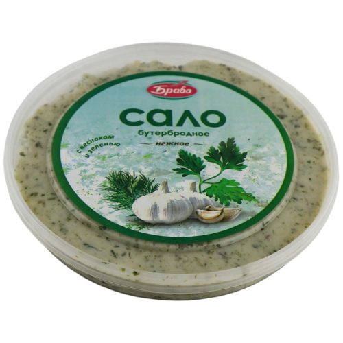 Сало Браво бутербродное нежное с чесноком и зеленью, 150 г