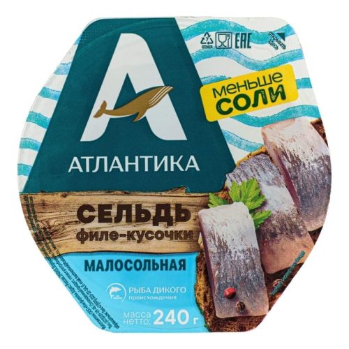 Сельдь ПК Атлантик Фиш филе-кусочки слабосолёная, 500 г