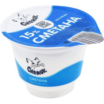 Сметана Снежок 15%, 180 г
