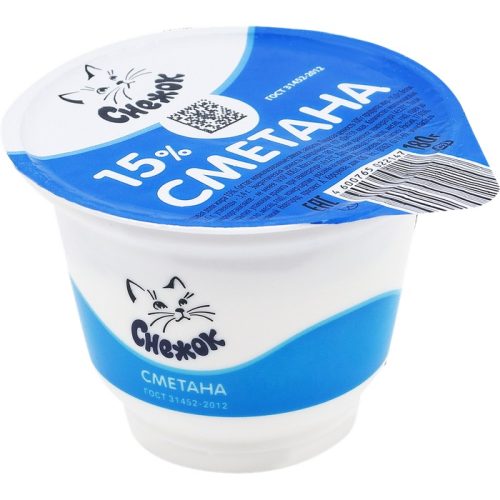 Сметана Снежок 15%, 180 г