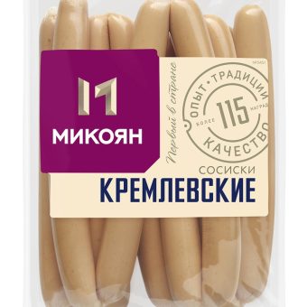 Сосиски Микояновский Кремлёвские, полукопчёные, 400 г
