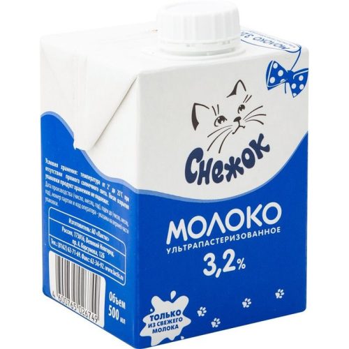 Молоко Снежок ультрапастеризованное 3.2%, 500 мл
