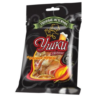 Ушки свиные Пенные Истории, варёно-копчёные, с красным перцем, 90 г