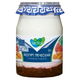 Йогурт греческий двухслойный с инжиром и курагой, 190 г