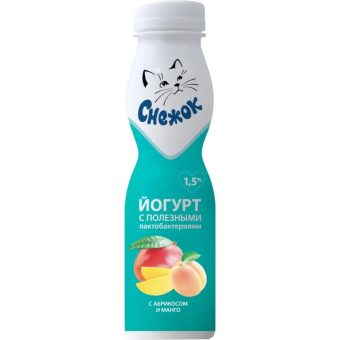 Йогурт Снежок питьевой с абрикосом и манго 1.5%, 260 г