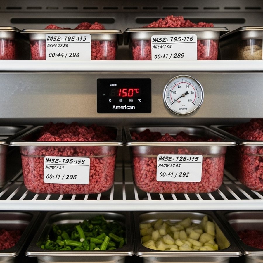 Организованное хранение фарша в холодильной камере