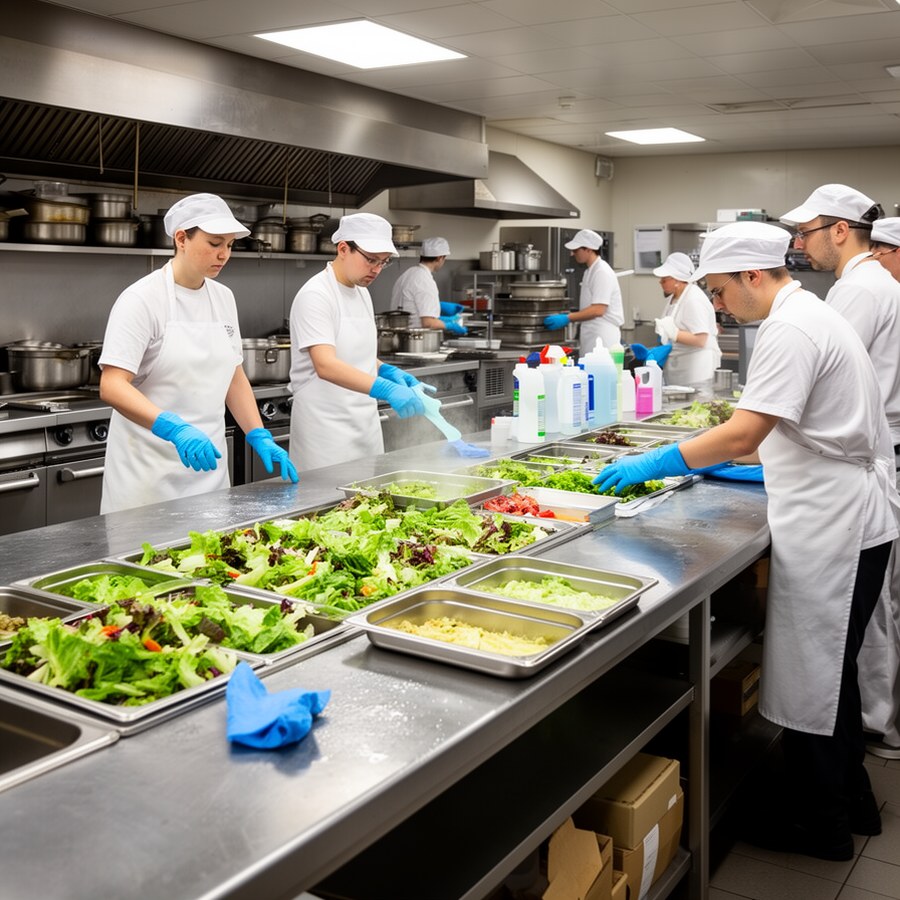 Санитарная обработка салат-бара после смены