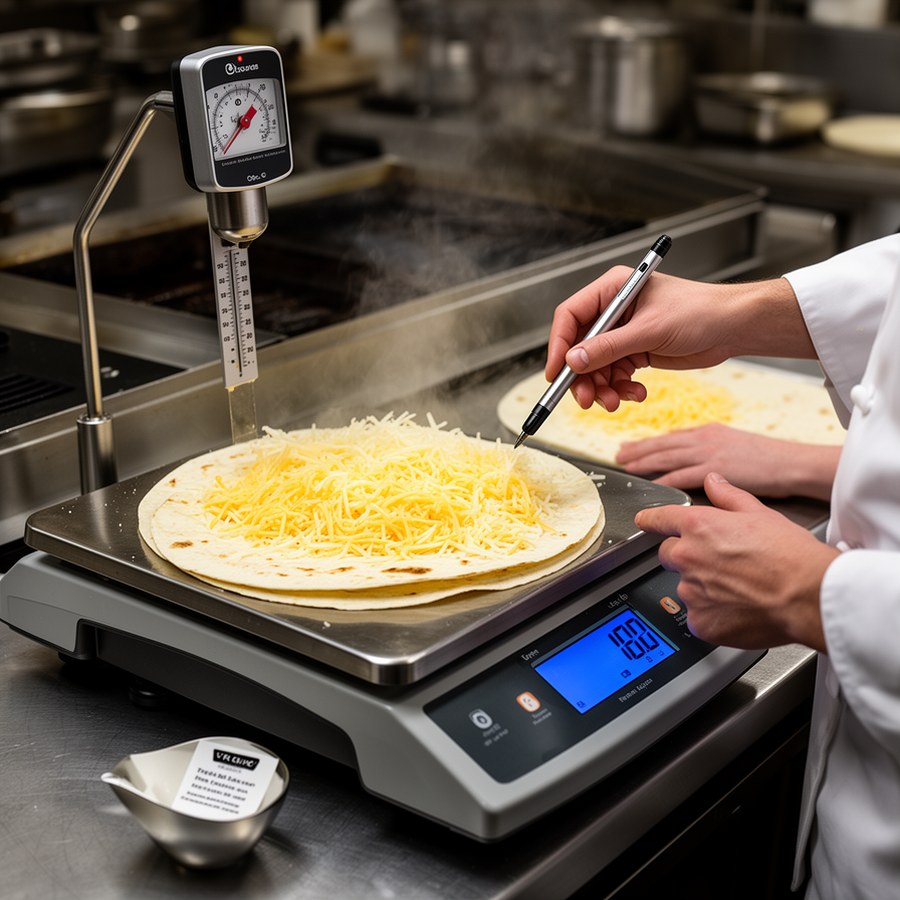 Тест плавкости сыра в горячем цехе ресторана