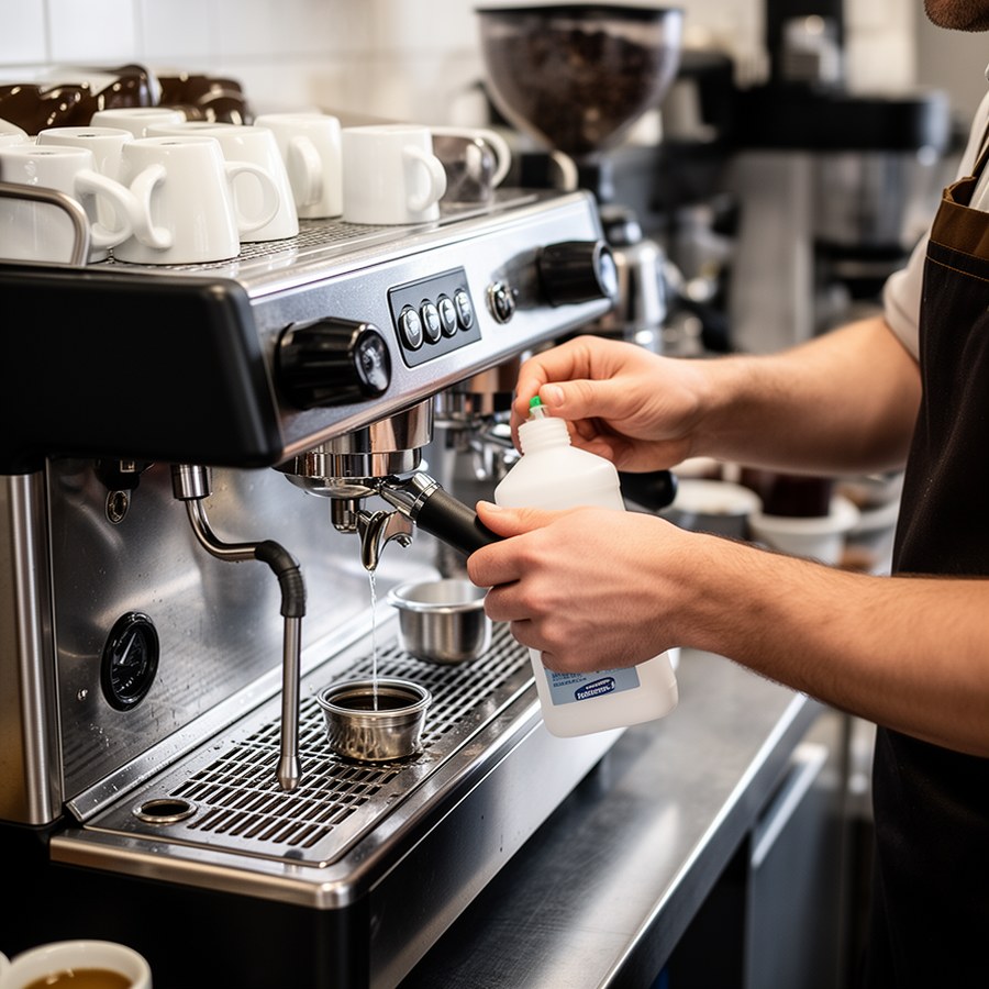 Обратная промывка профессиональной эспрессо-машины со слепым ситом