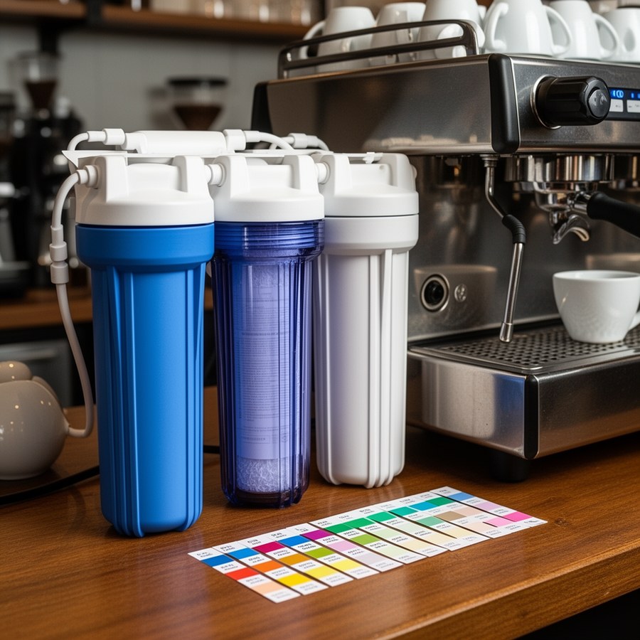 Система водоподготовки и тест жёсткости воды в кофейне