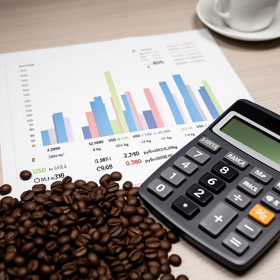 Расчёт себестоимости кофе в долларах и рублях