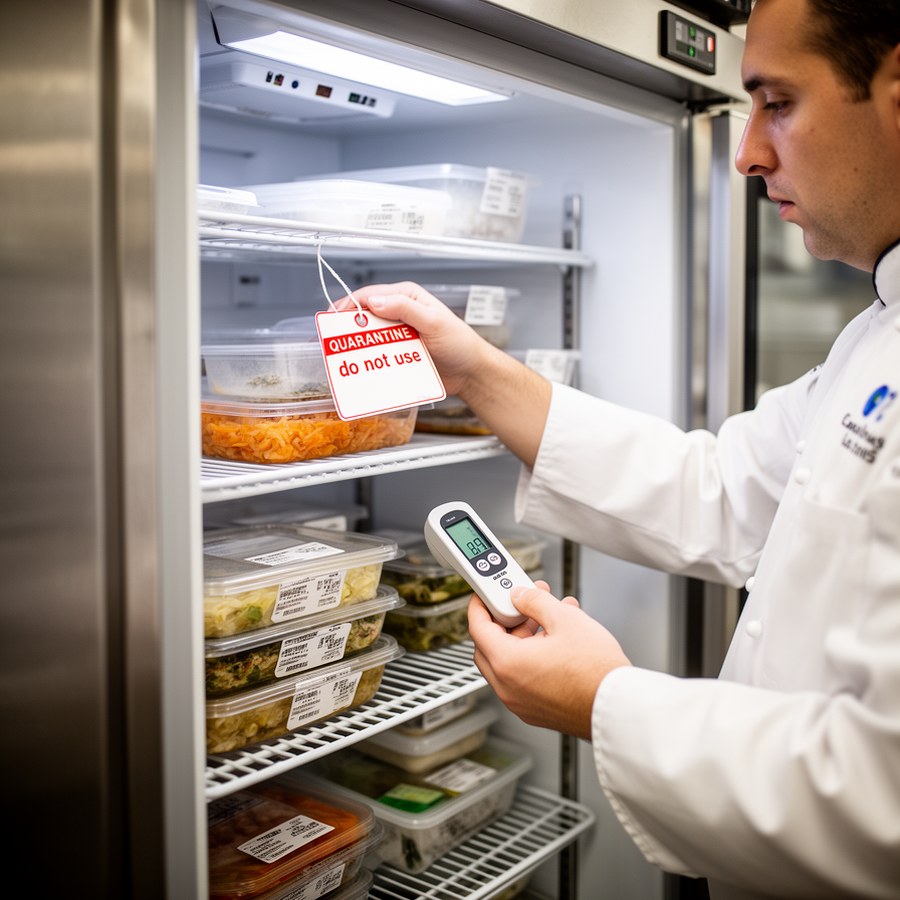 Изоляция подозрительной партии в холодильной зоне ресторана