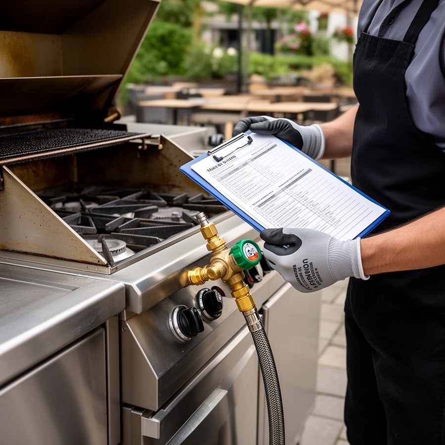 Предсменная проверка газового гриля и соединений