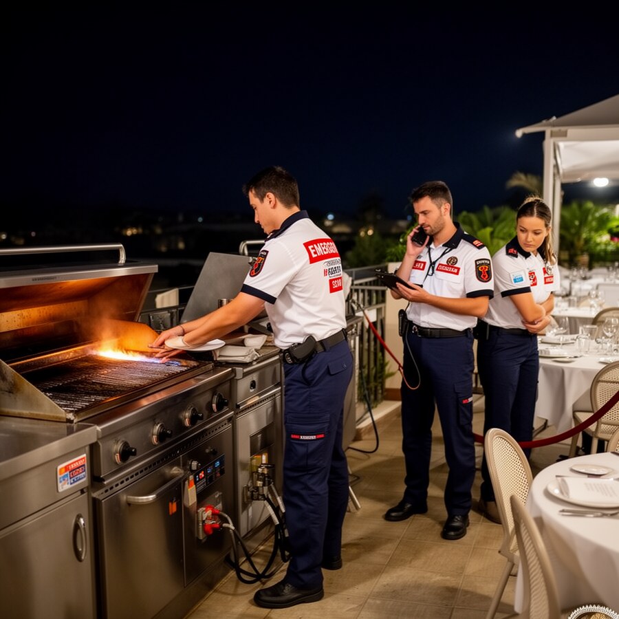 Команда отрабатывает действия при инциденте на гриль-станции