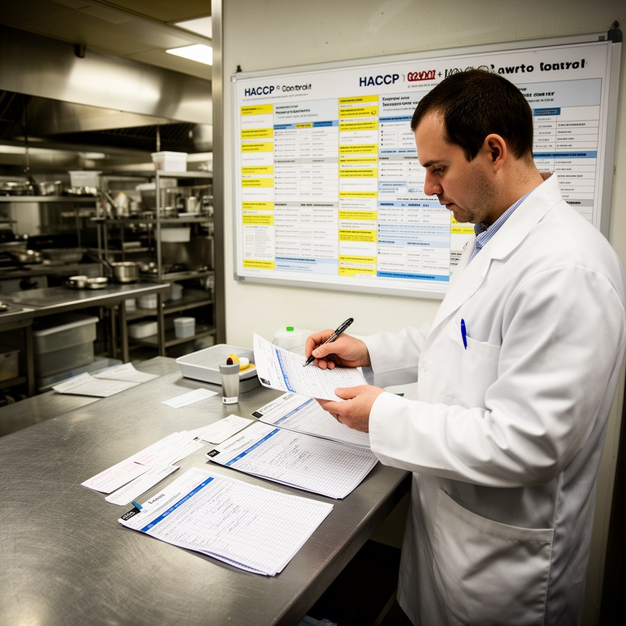 Специалист по ХАССП проверяет процессы на производственной кухне