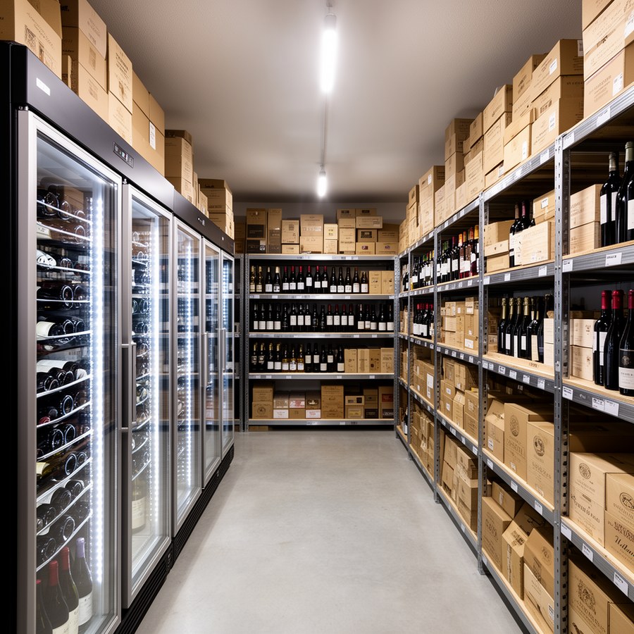 Складская зона и холодильное оборудование для хранения вина