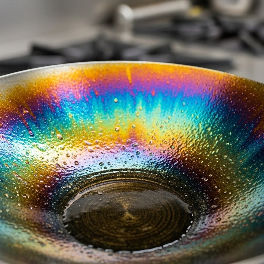 Патина на поверхности вока после прокаливания