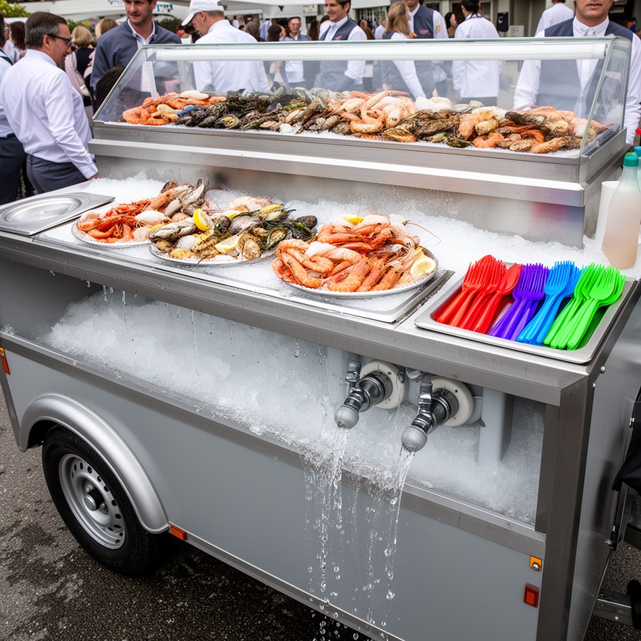 Мобильная ледяная станция кейтеринга с организованным дренажом