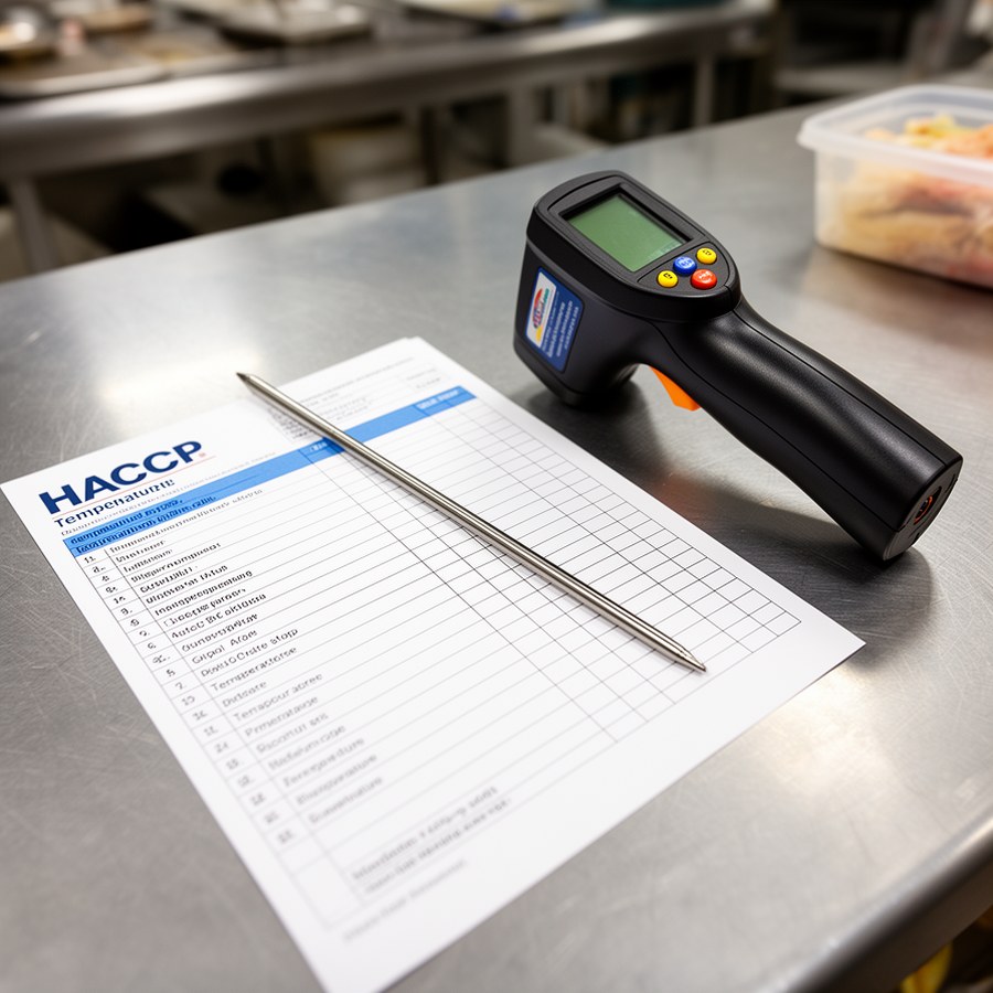 Журнал температур HACCP и термометры на рабочем столе