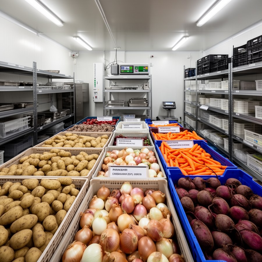 Раздельное хранение картофеля, лука и корнеплодов на складе