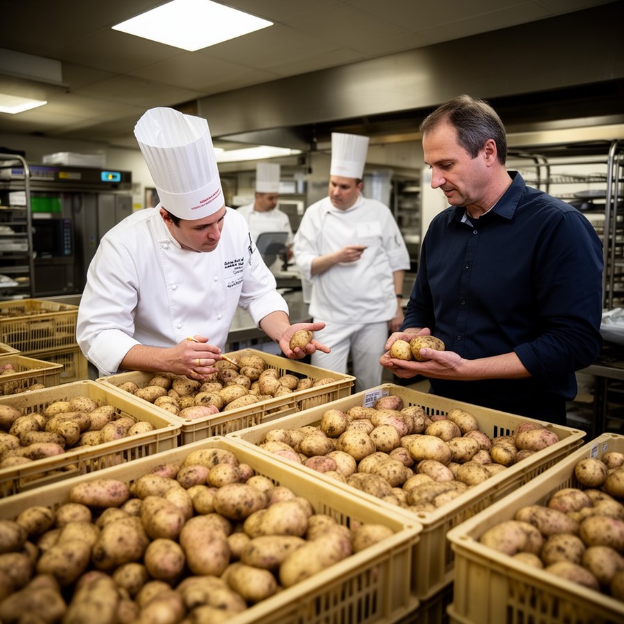 Приемка партии корнеплодов на кухне ресторана