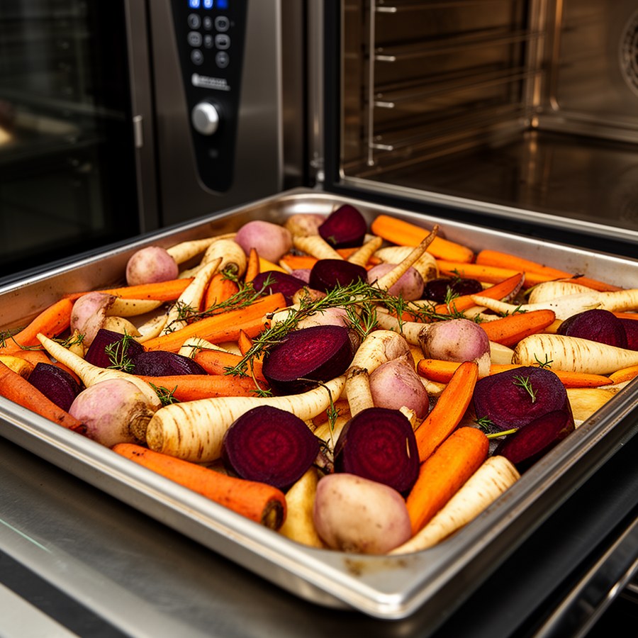 Запекание смеси корнеплодов для гарнира