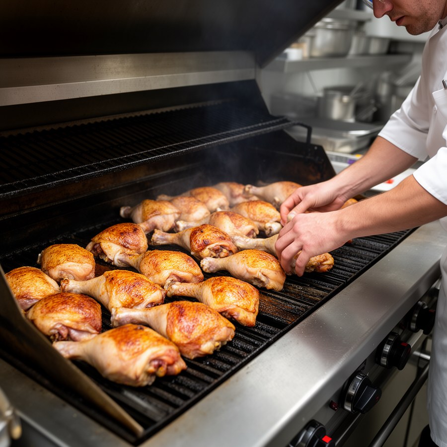 Бедра и голени на гриле с переносом из прямой зоны жара в непрямую