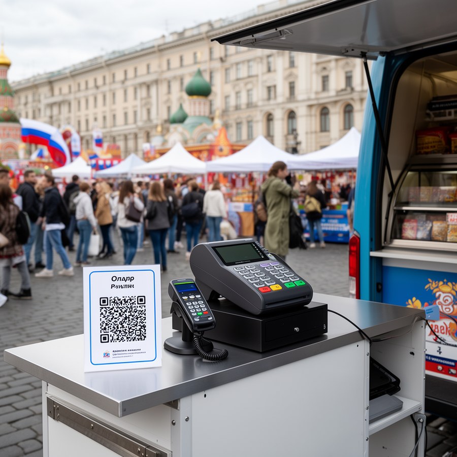 Фудтрак с мобильной кассой на городском мероприятии