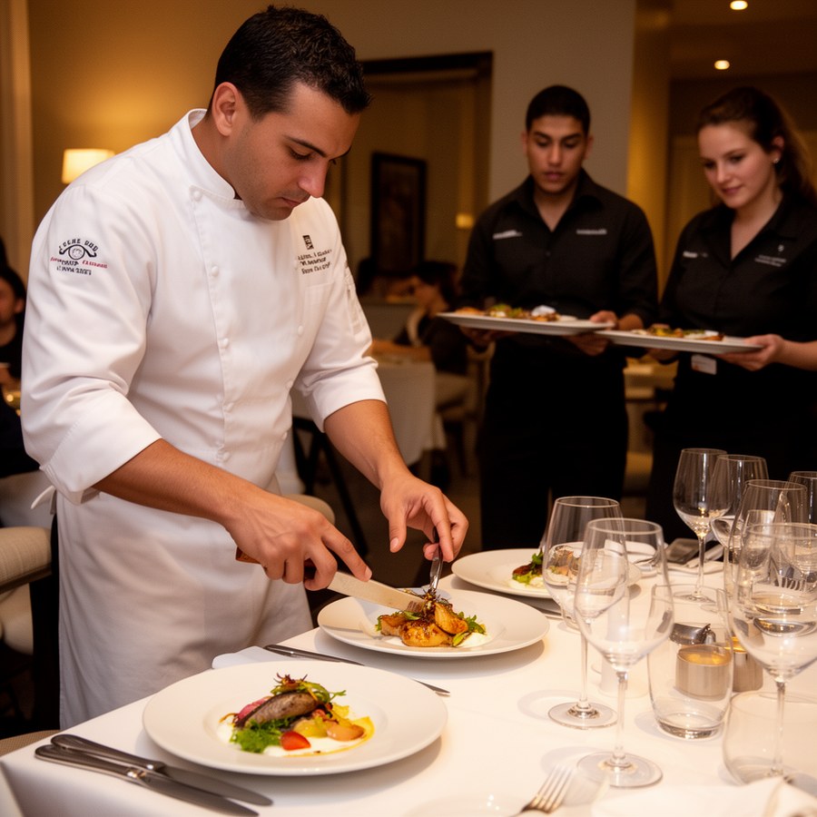 Частный шеф работает на камерном мероприятии