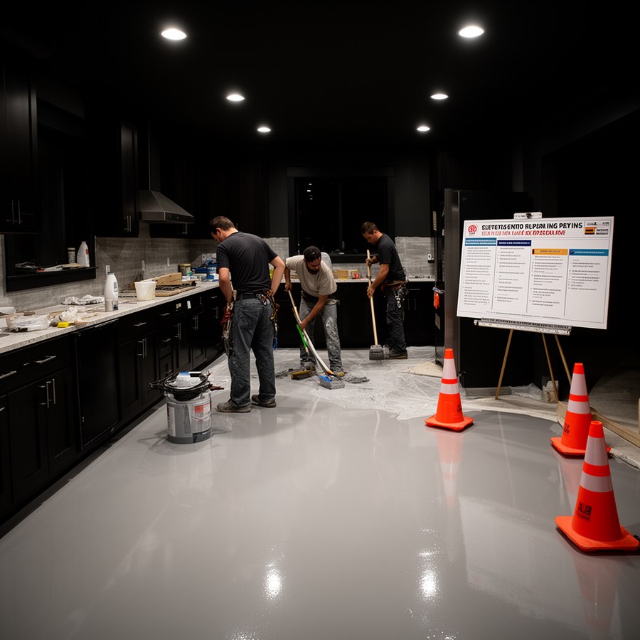 Монтаж полимерного пола в дарк китчен перед быстрым запуском