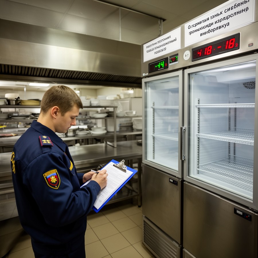 Проверка санитарных зон и температур хранения на кухне