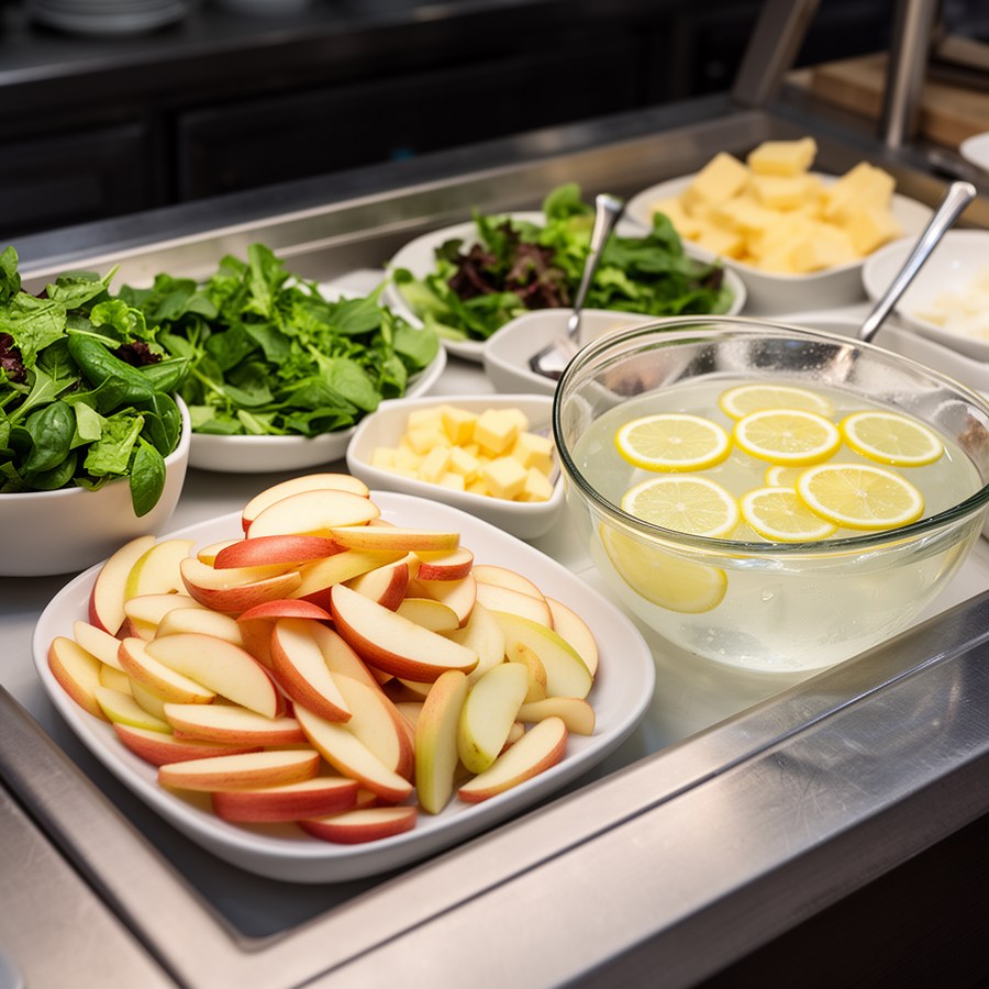 Свежая подача яблок в ресторанных салатах