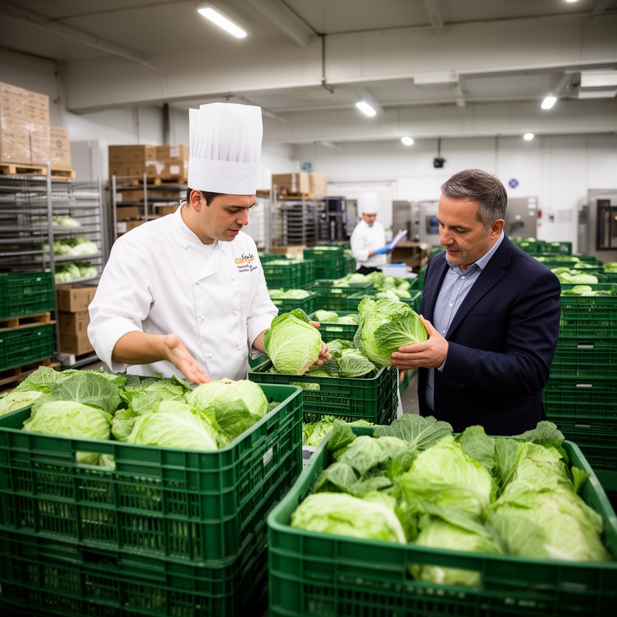 Приемка капусты на складе ресторана