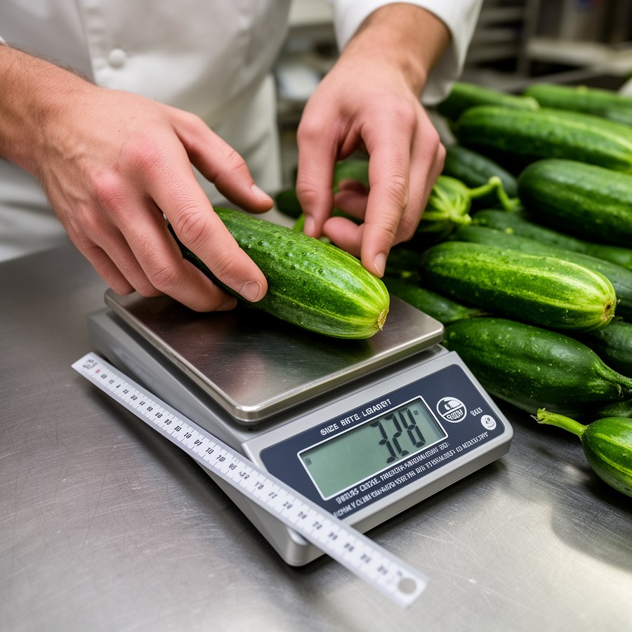 Приемка партии огурцов с проверкой калибра и плотности
