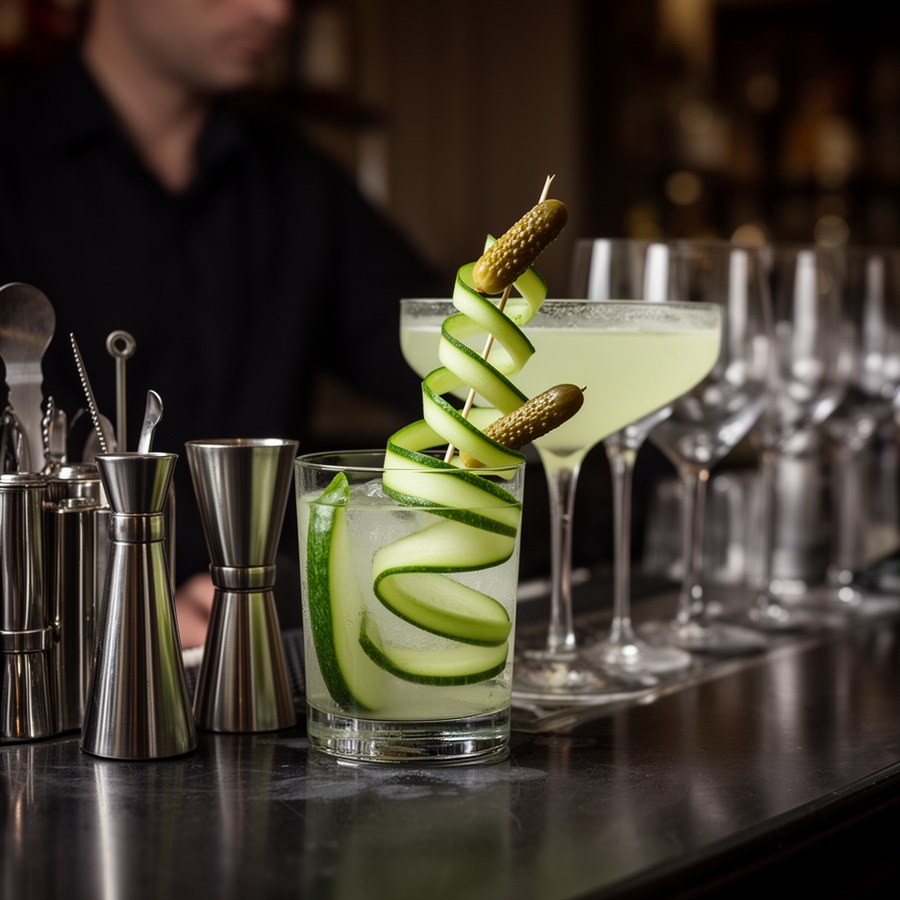 Огуречные ленты и мини-корнишоны для барных гарниров