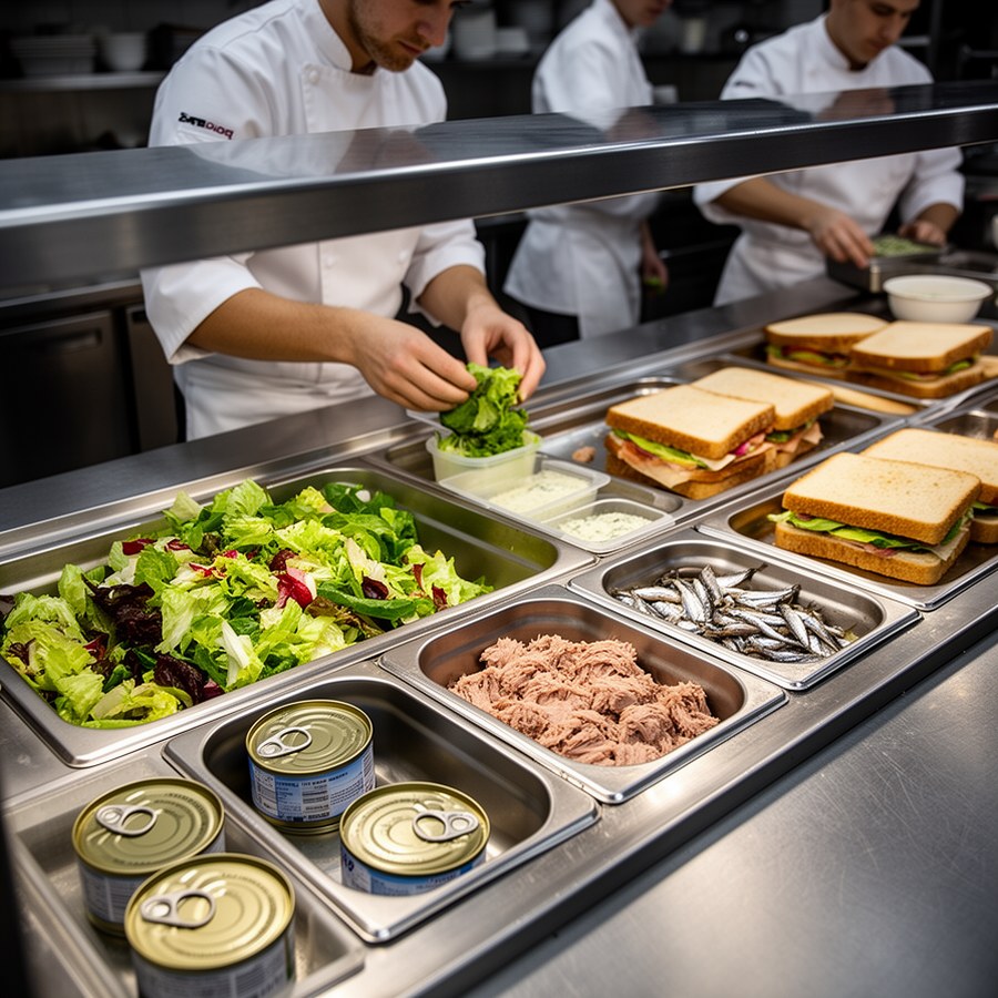 Использование тунца и анчоусов на линии быстрой сборки