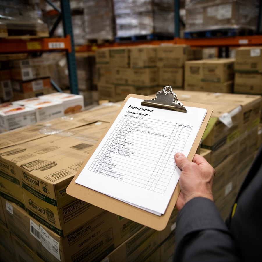 Приемка партии рыбных консервов на складе ресторана